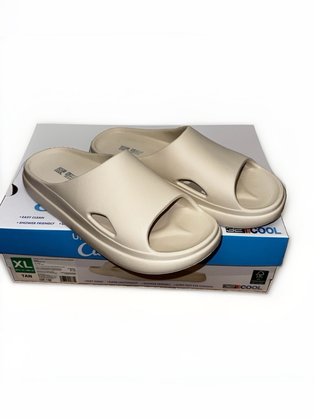 32 Degrees Cool Cushioned Slide Sandals Tan Women's Size: W11-12 / M9-10 , New